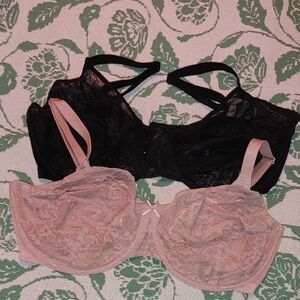 Lace Underwire Bra - Blush and Black